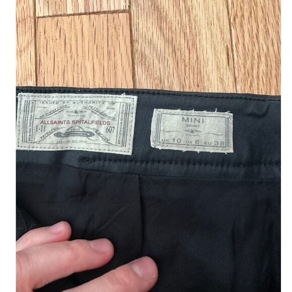 Allsaints Spitalfields Black leatherette skirt - Picture 3 of 5